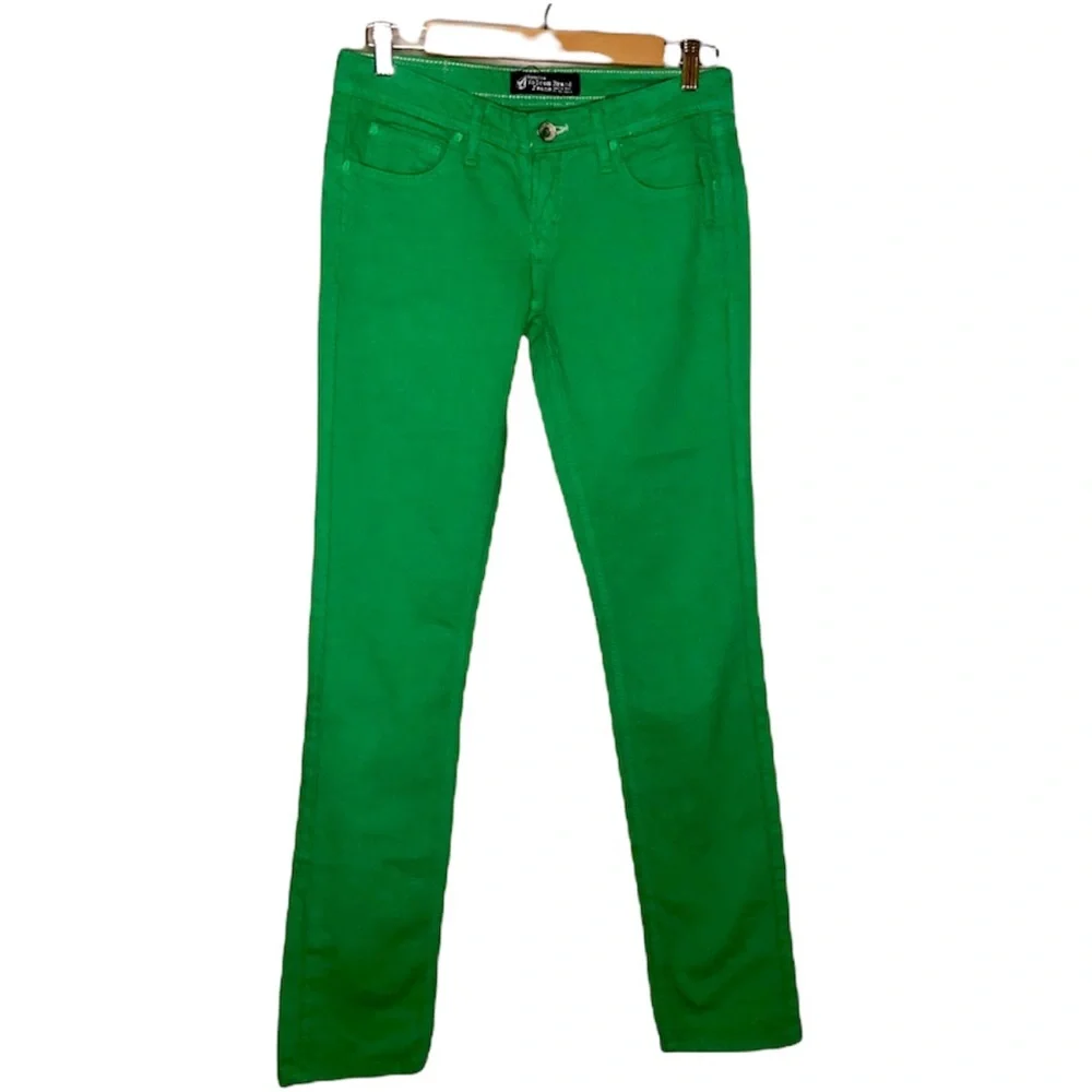 Volcom Kelly Green Straight Leg Jeans Size Junior 5 - Picture 1 of 7